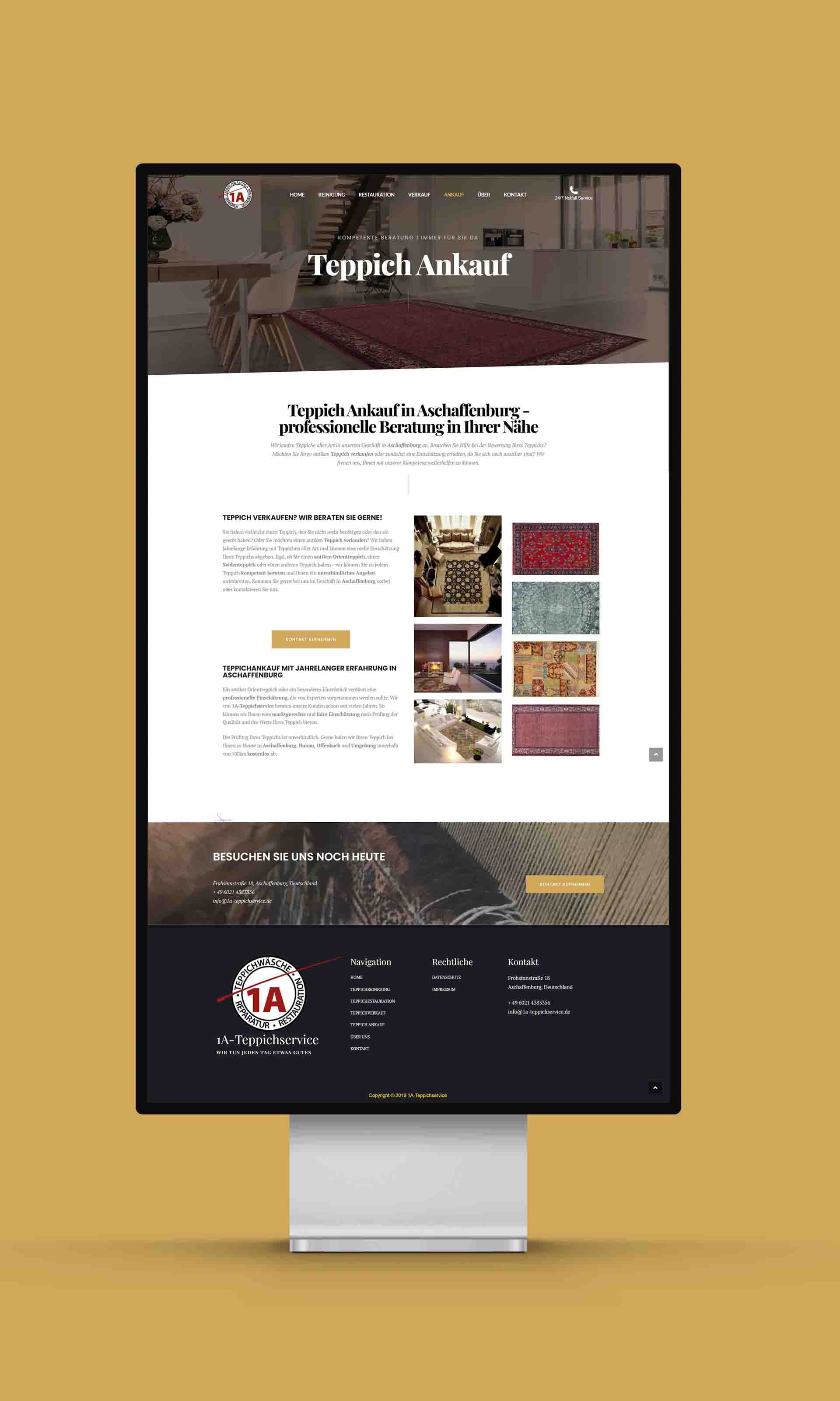 1A Teppichservice web design web development digital marketing visualisation