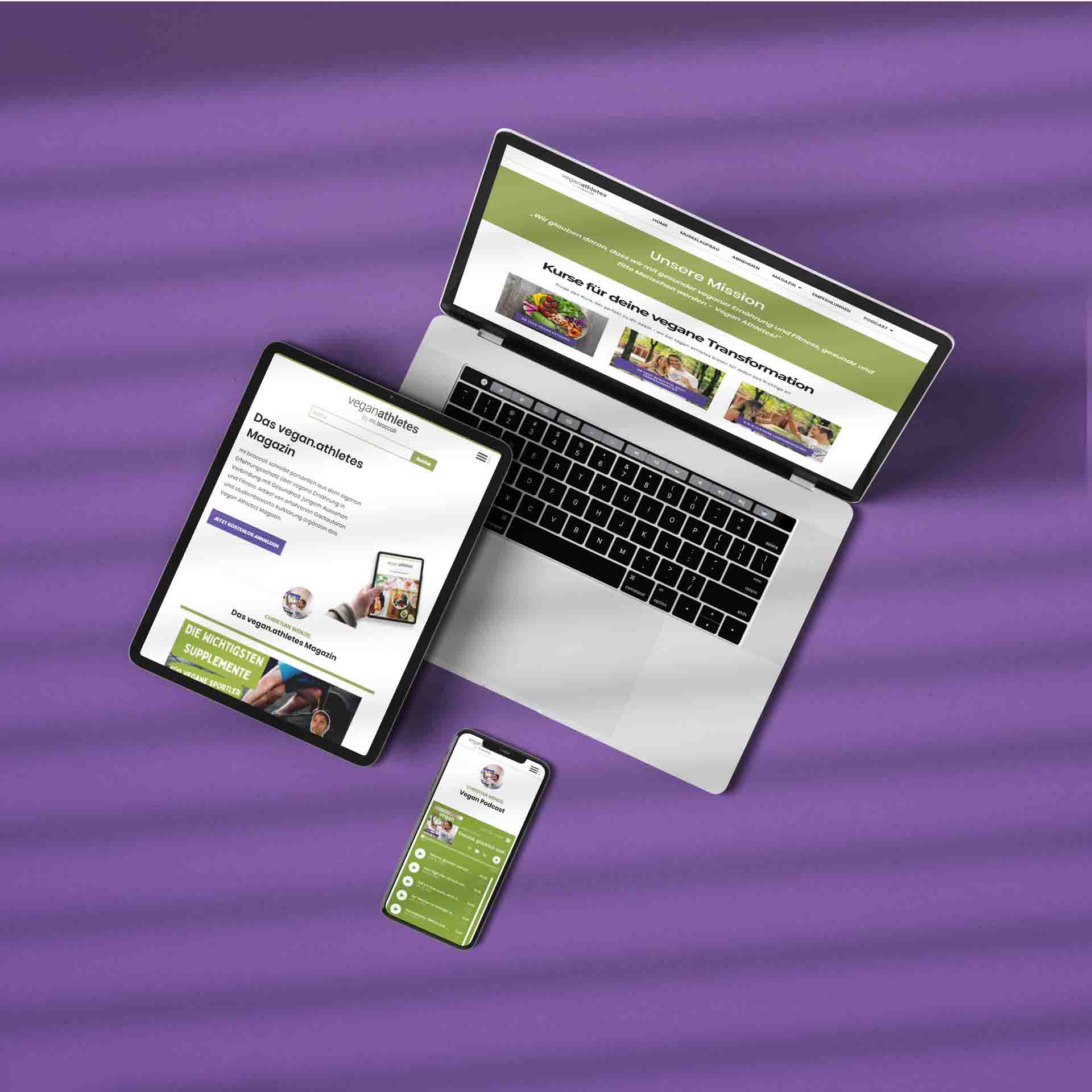 Vegan Athletes responsive landing page web design we development visualisation