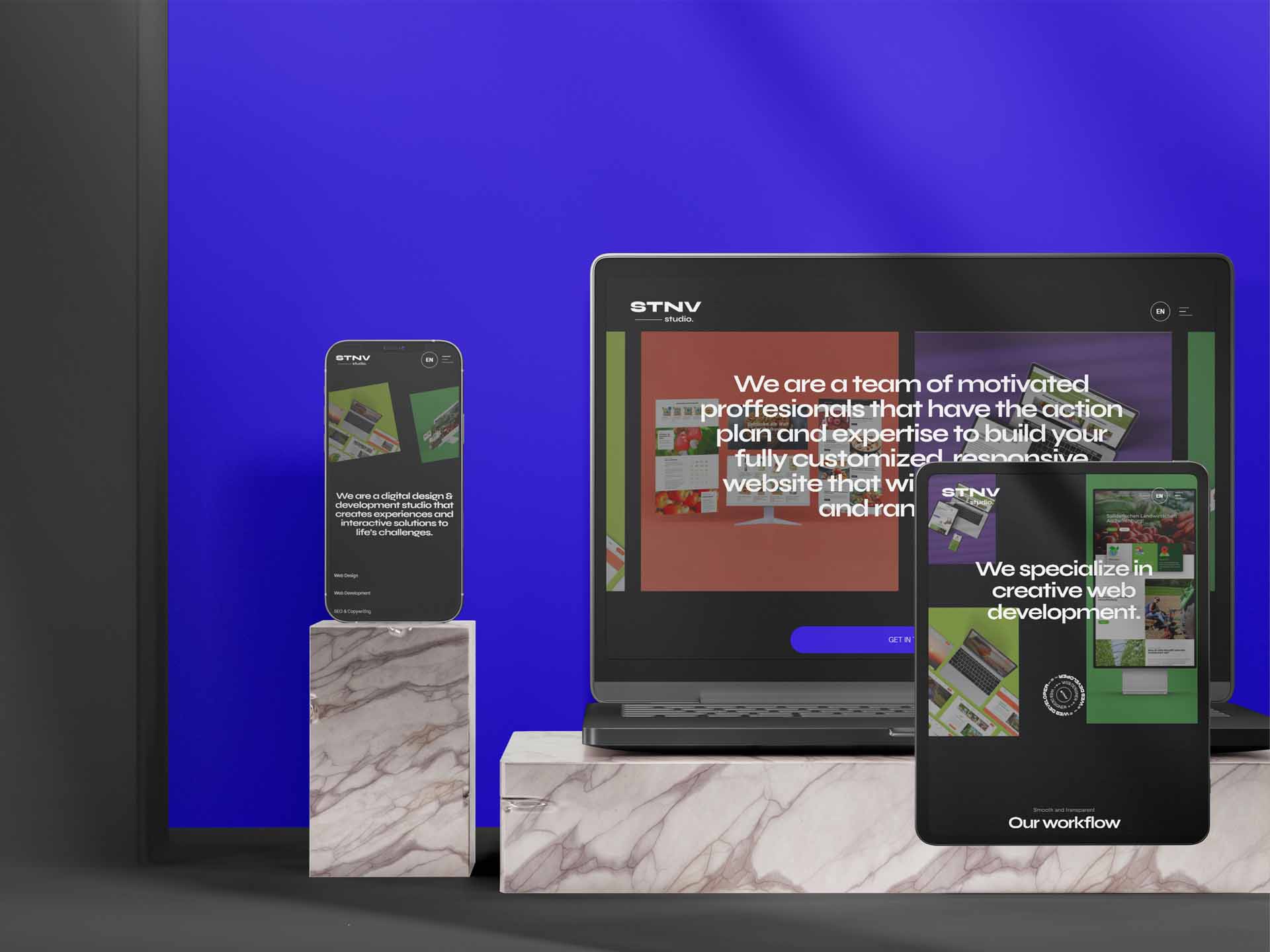 STNV studio. responsive website webdesign digital marketing visualisation